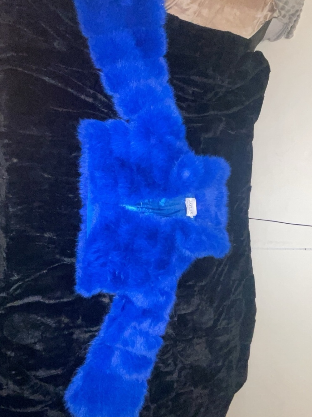 Jayley Womens Bright Blue Faux Fur Jacket